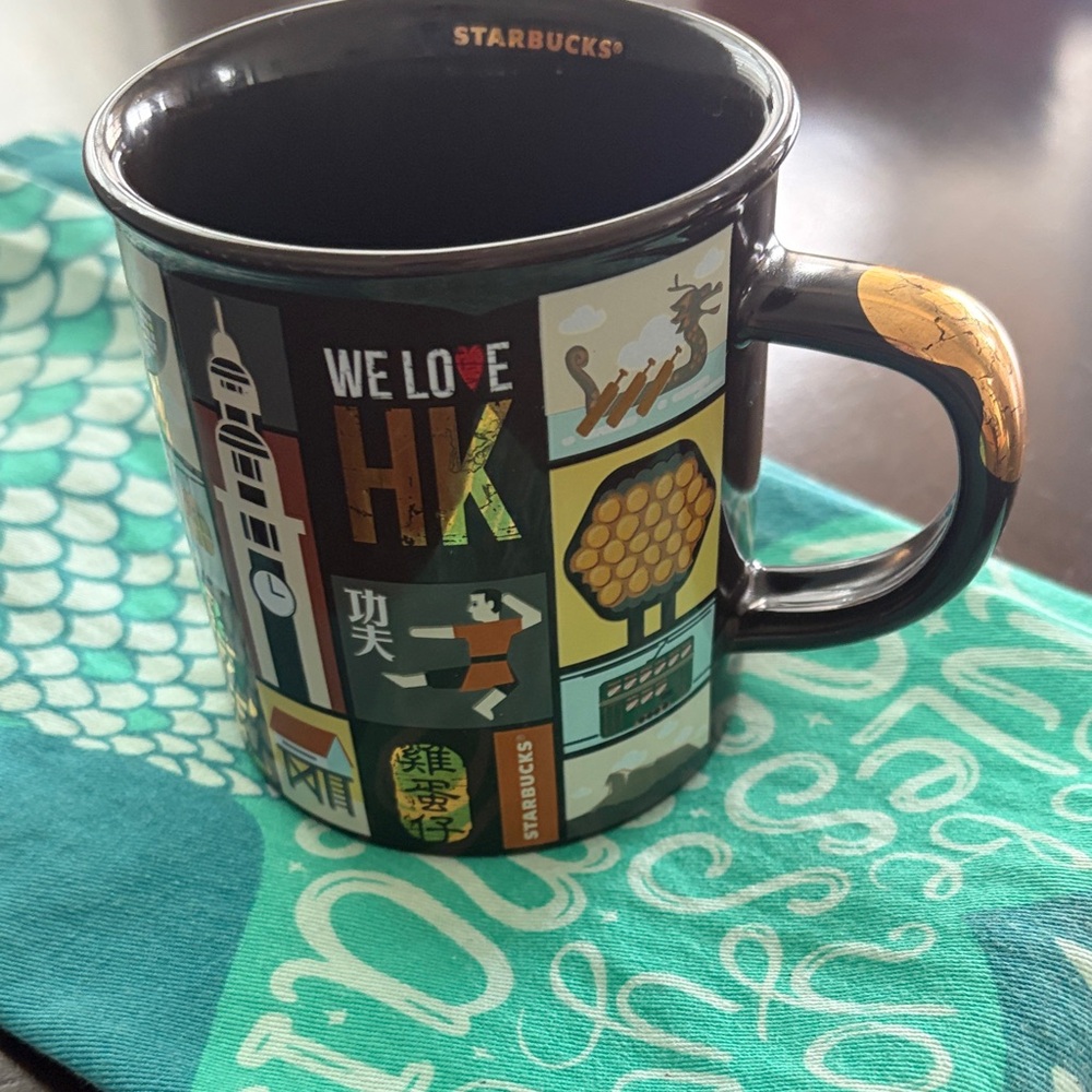 Starbucks Dark Brown and Gold Hong Kong Mug